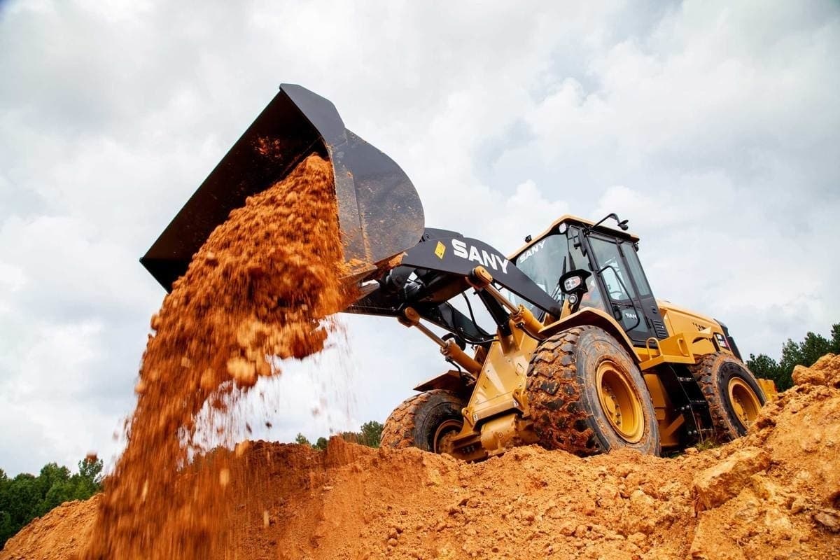 SANY Wheel Loader dumping dirt