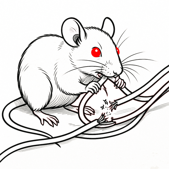 Image of a Mouse Chewing On Wires