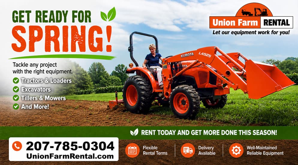 Rental tractor with tiller