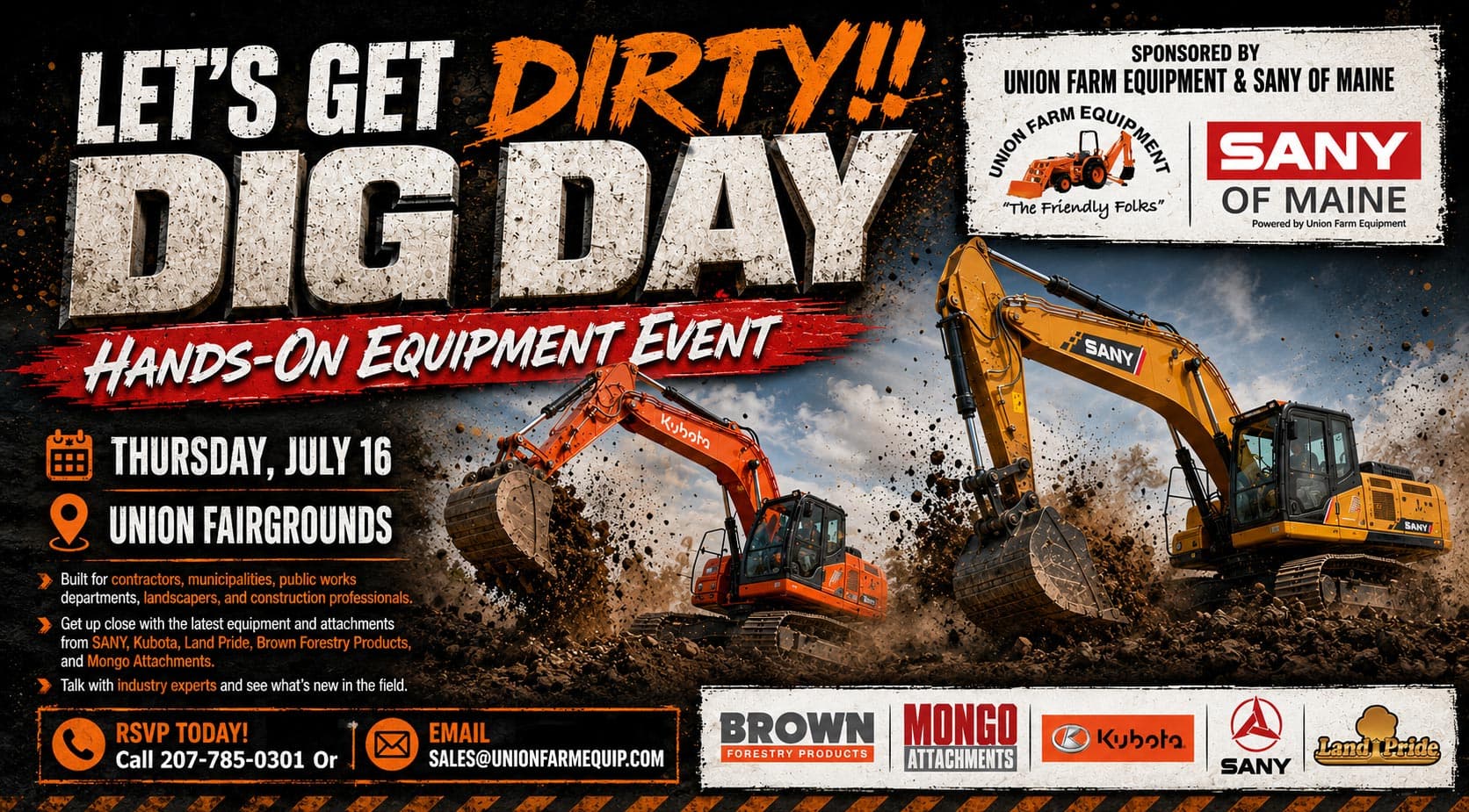Union Farm Equipment & Sany of Maine Dig Day Thursday, July 16